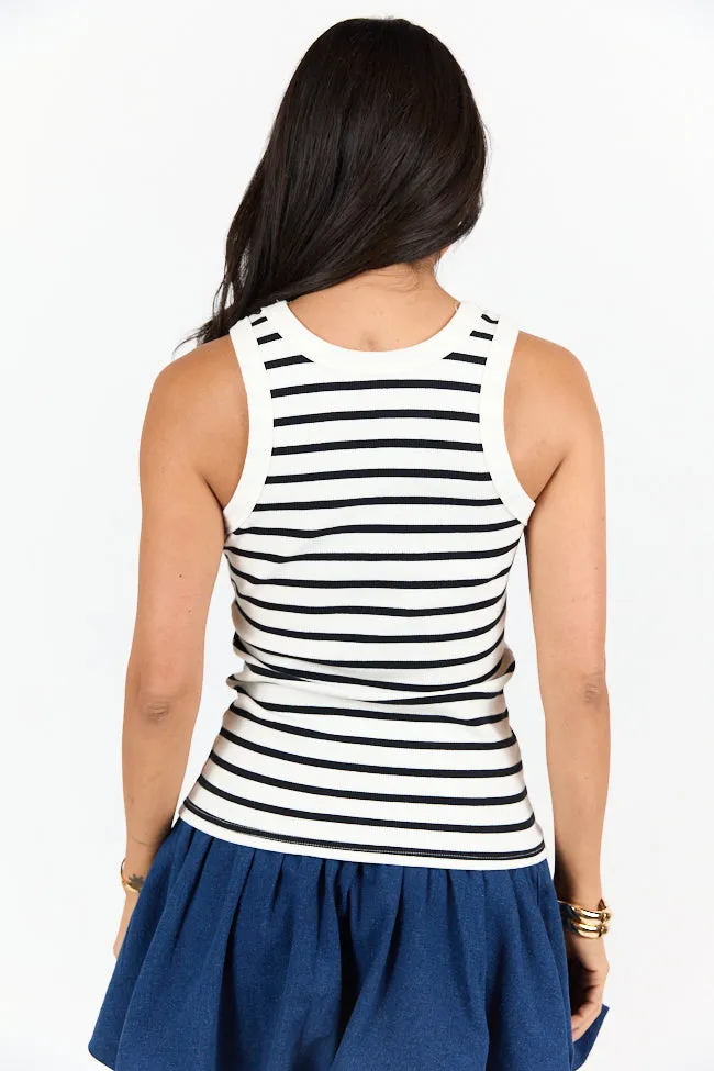 Simple Ivory and Black Ribbed Knit Stripe Tank SALE sold by Pink Lily product image thumbnail 5