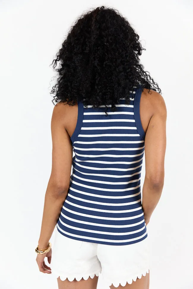 Simple Navy Ribbed Knit Stripe Tank SALE sold by Pink Lily product image thumbnail 4