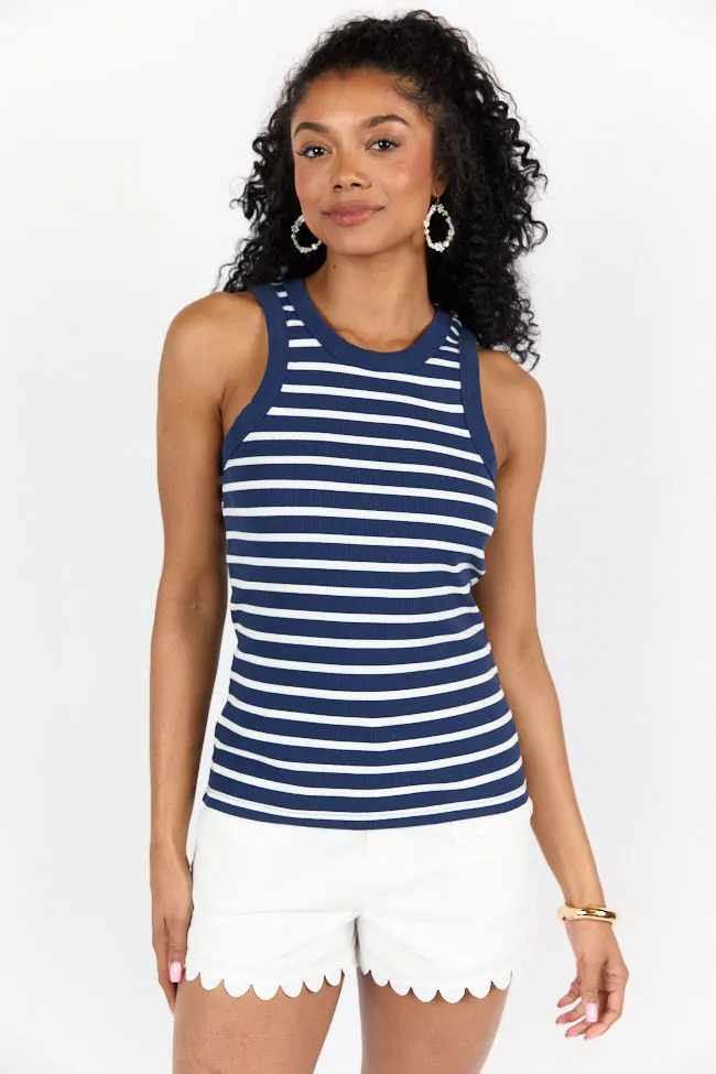 Simple Navy Ribbed Knit Stripe Tank SALE sold by Pink Lily product image thumbnail 2