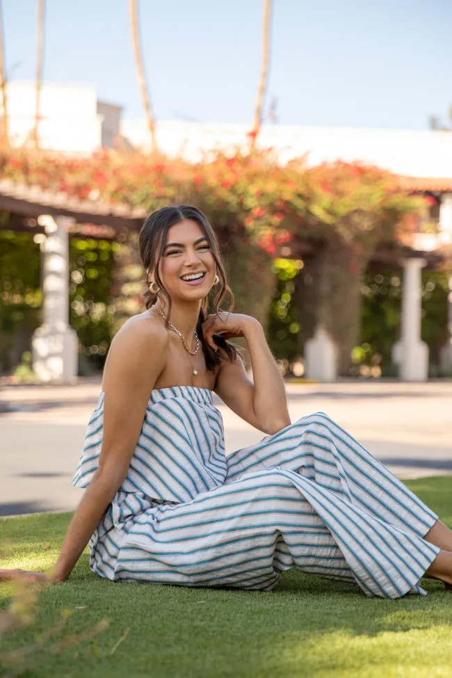 Summer Stripes Strapless Top and Pants Set sold by Pink Lily