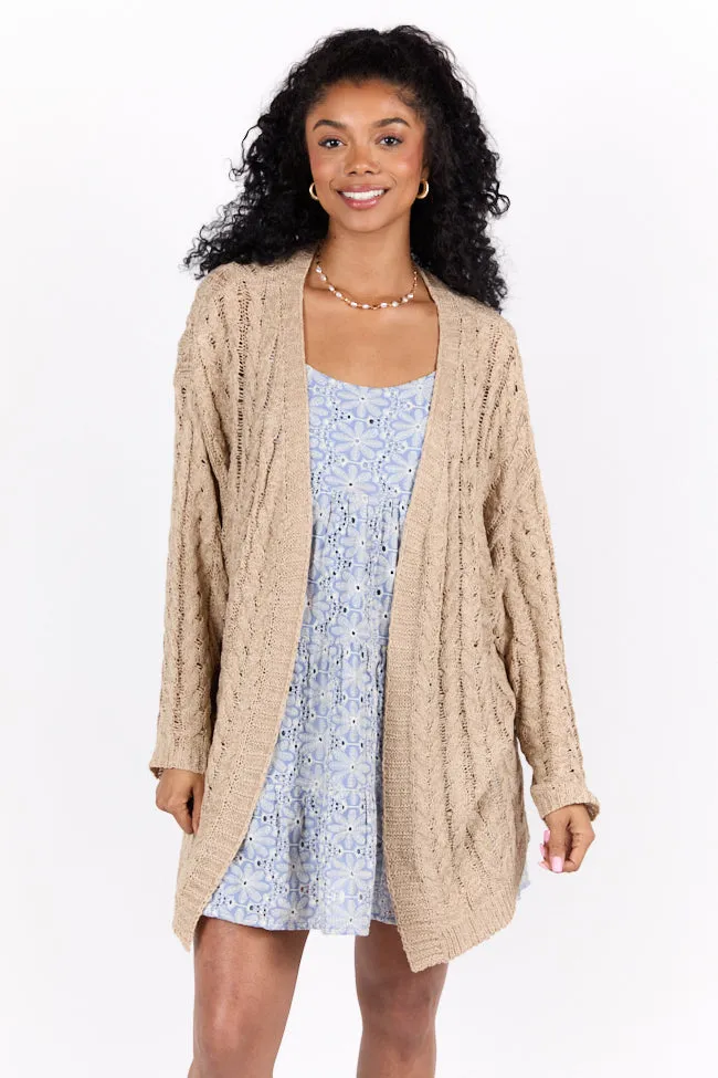 Mellow Moments Taupe Knit Cardigan FINAL SALE sold by Pink Lily