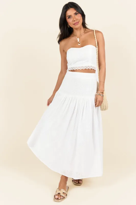 Take It Easy White Eyelet Tube Top Set SALE sold by Pink Lily