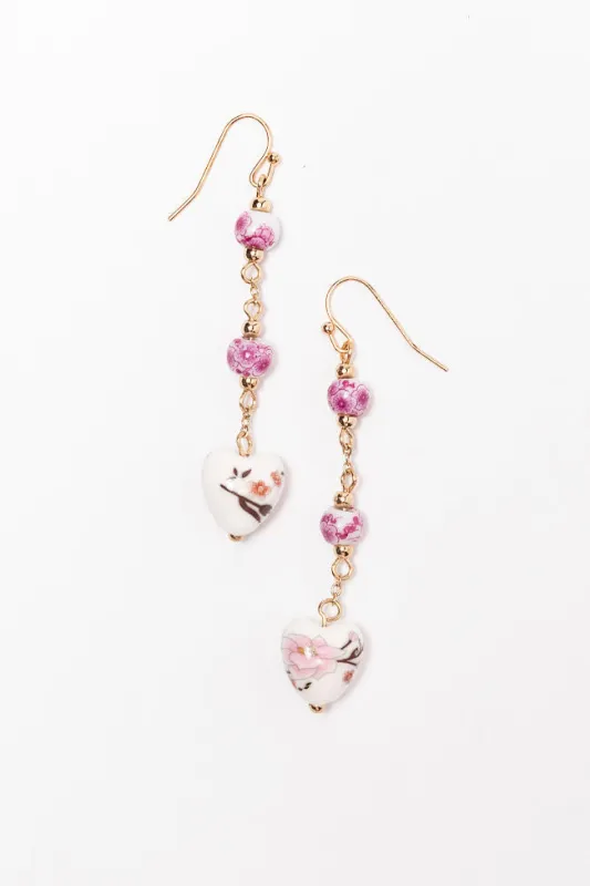 Pink Floral Print Linear Earrings FINAL SALE sold by Pink Lily