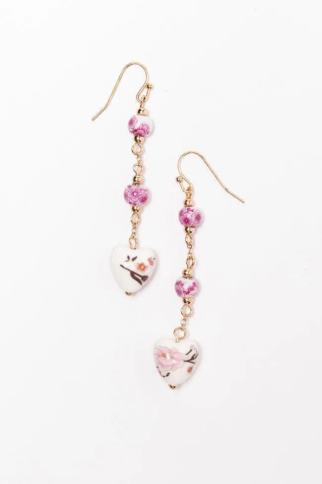 Pink Floral Print Linear Earrings FINAL SALE sold by Pink Lily