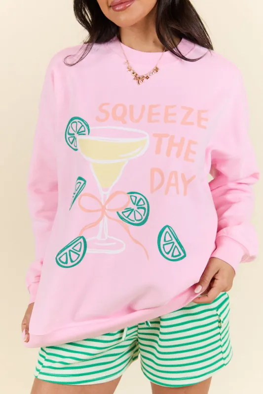 Squeeze The Day Light Pink Graphic Sweatshirt sold by Pink Lily