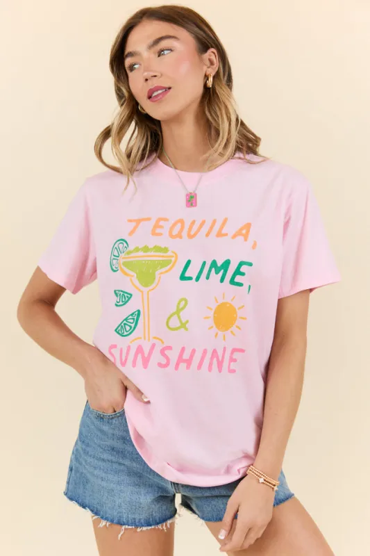 Tequila, Lime, & Sunshine Light Pink Graphic Tee sold by Pink Lily