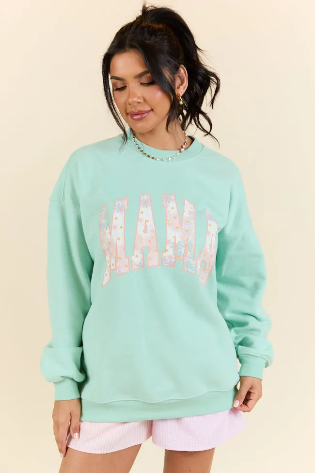 Mama Multi Daisy Print Mint Graphic Sweatshirt sold by Pink Lily product image thumbnail 5