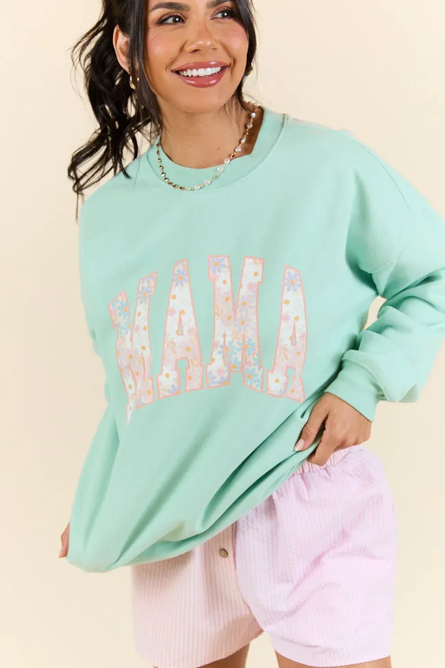 Mama Multi Daisy Print Mint Graphic Sweatshirt sold by Pink Lily product image thumbnail 3