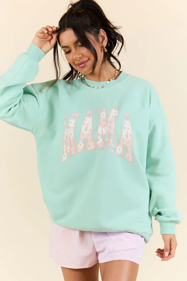Mama Multi Daisy Print Mint Graphic Sweatshirt sold by Pink Lily