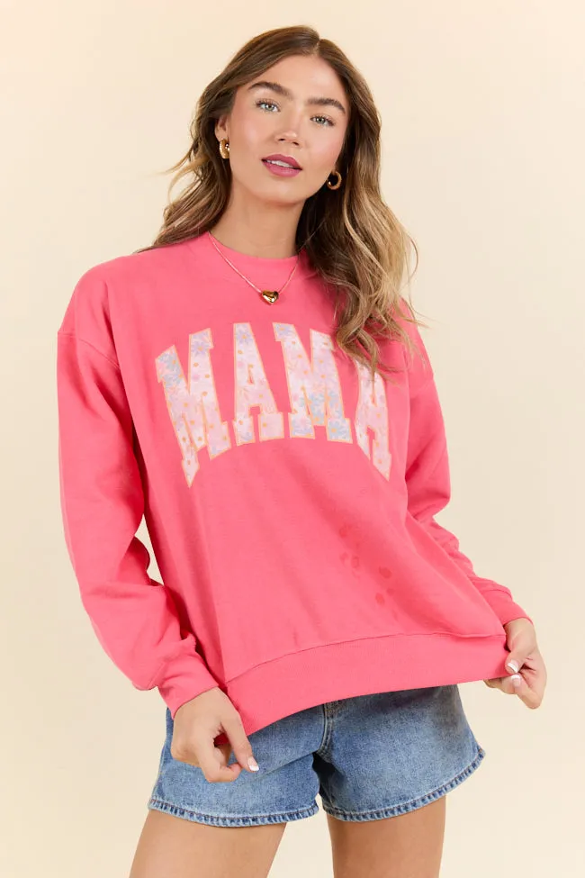 Mama Multi Daisy Print Light Red Graphic Sweatshirt SALE sold by Pink Lily