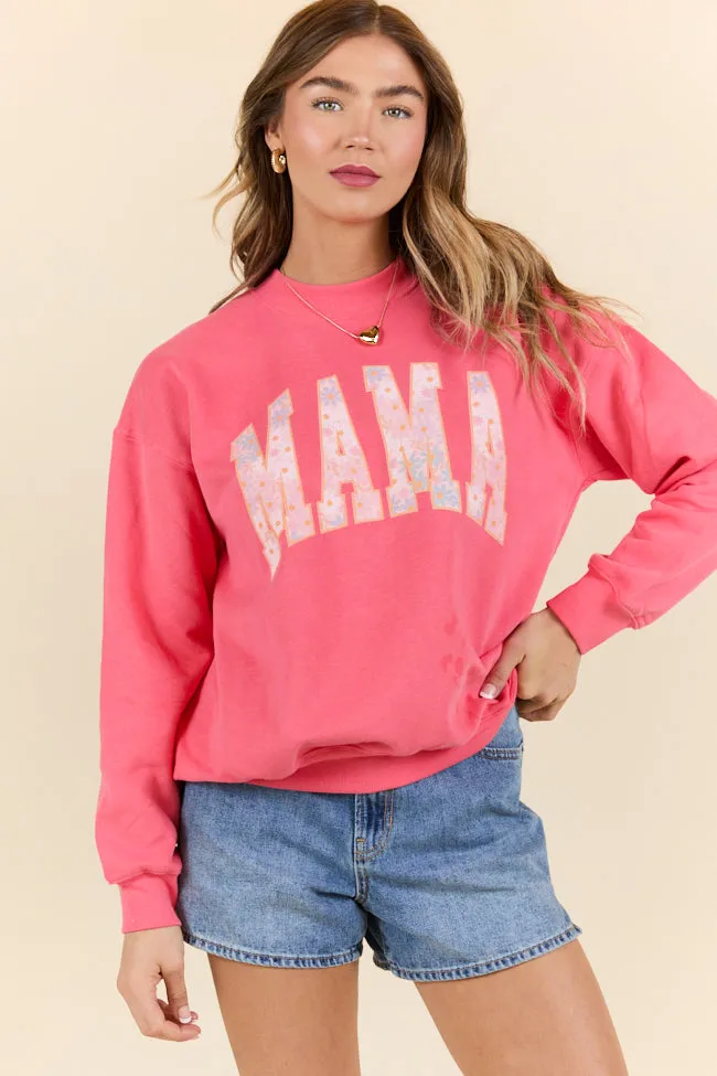 Mama Multi Daisy Print Light Red Graphic Sweatshirt SALE sold by Pink Lily product image thumbnail 5