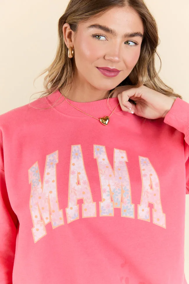 Mama Multi Daisy Print Light Red Graphic Sweatshirt SALE sold by Pink Lily product image thumbnail 4