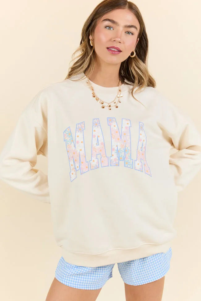 Mama Multi Daisy Print Cream Graphic Sweatshirt sold by Pink Lily