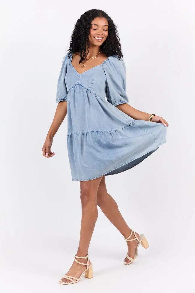 Believe Me Chambray V-neck Mini Dress FINAL SALE sold by Pink Lily