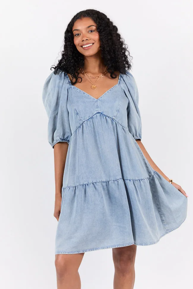 Believe Me Chambray V-neck Mini Dress FINAL SALE sold by Pink Lily product image thumbnail 3