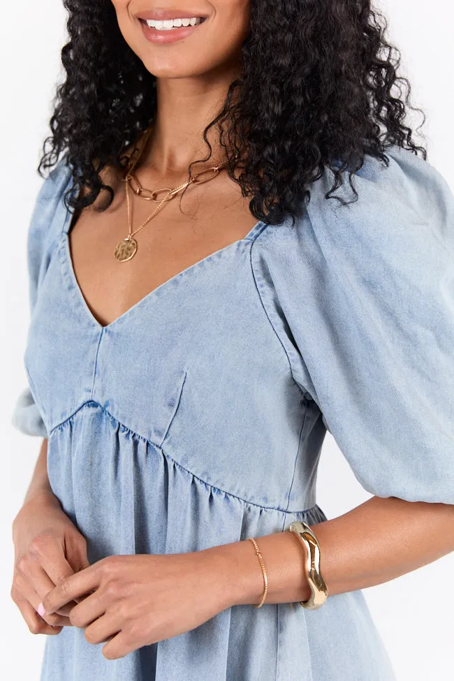 Believe Me Chambray V-neck Mini Dress FINAL SALE sold by Pink Lily product image thumbnail 2