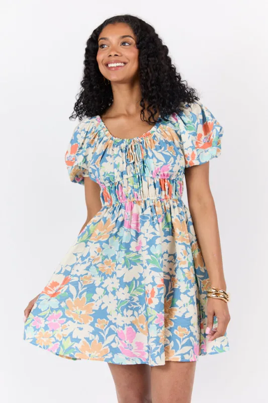 Remember Me Teal Multi Floral Short Sleeve Mini Dress FINAL SALE sold by Pink Lily