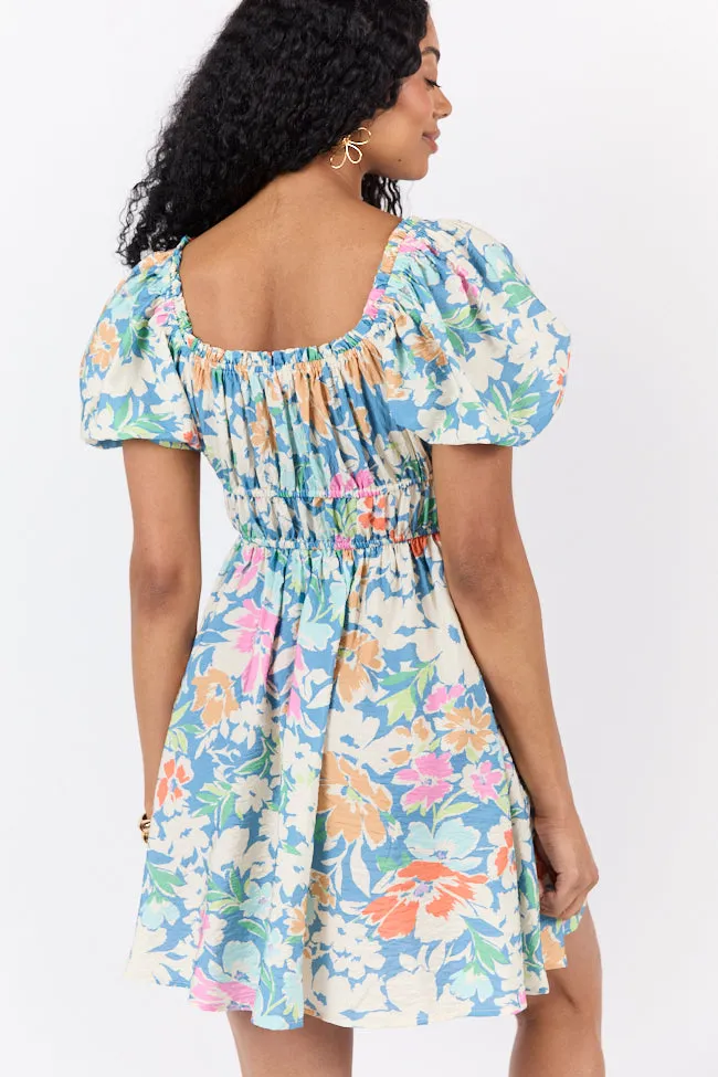 Remember Me Teal Multi Floral Short Sleeve Mini Dress FINAL SALE sold by Pink Lily product image thumbnail 4