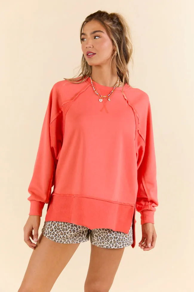 Give It Your All Light Coral Oversized Crew Neck Sweatshirt FINAL SALE sold by Pink Lily product image thumbnail 5
