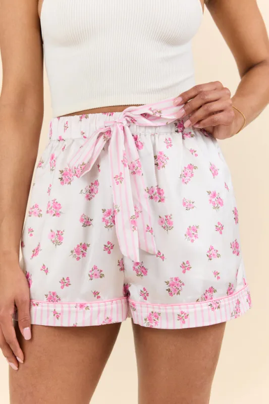Sleep On My Side Pink Floral Satin Pajama Shorts FINAL SALE sold by Pink Lily