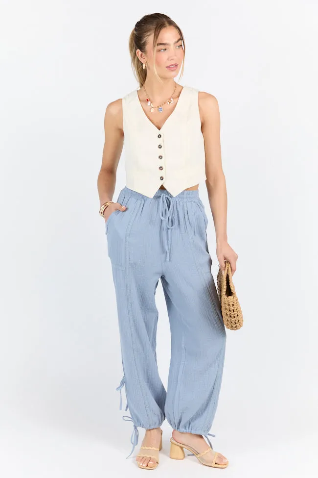 Sky High Blue Gauze Harem Pull On Pants FINAL SALE sold by Pink Lily product image thumbnail 3