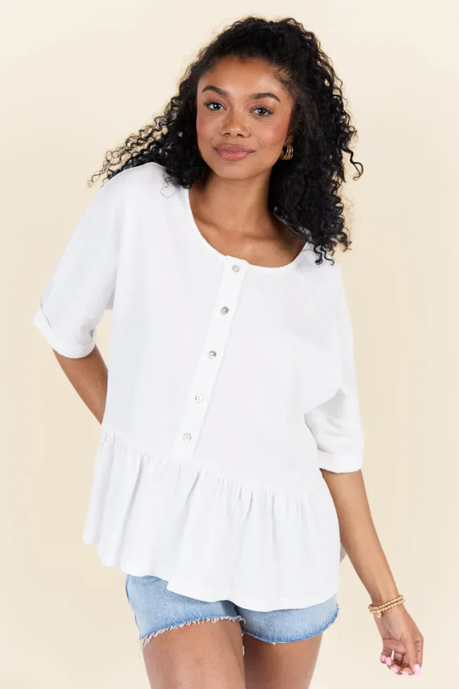 Caught In The Moment Ivory Textured Knit Henley Tee FINAL SALE sold by Pink Lily