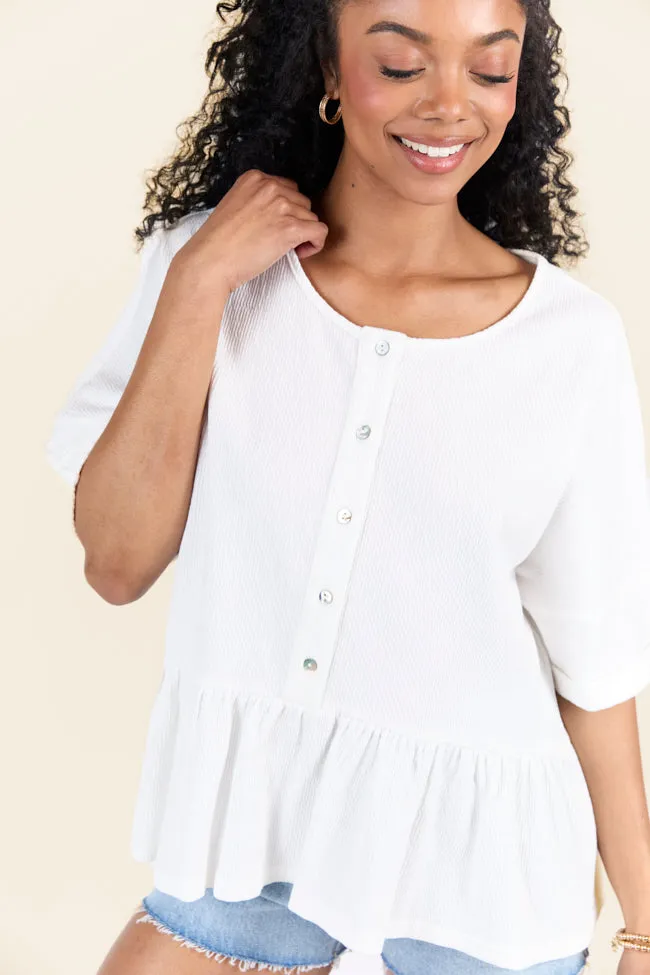 Caught In The Moment Ivory Textured Knit Henley Tee FINAL SALE sold by Pink Lily product image thumbnail 2