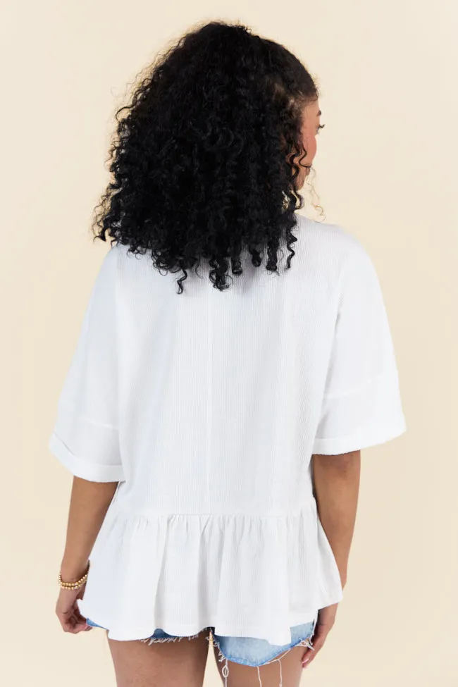 Caught In The Moment Ivory Textured Knit Henley Tee FINAL SALE sold by Pink Lily product image thumbnail 5