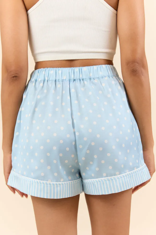 No Alarm Blue Polka Dot Satin Pajama Shorts FINAL SALE sold by Pink Lily product image thumbnail 4