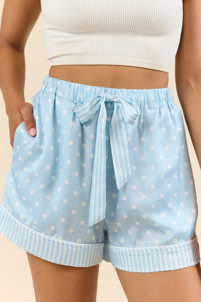 No Alarm Blue Polka Dot Satin Pajama Shorts FINAL SALE sold by Pink Lily