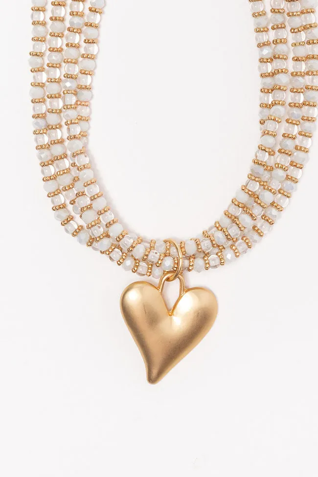 White Beaded Heart Necklace FINAL SALE sold by Pink Lily product image thumbnail 2