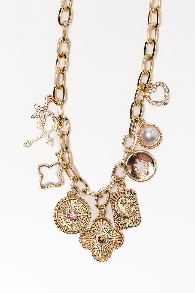 Gold Multi Charm Necklace sold by Pink Lily