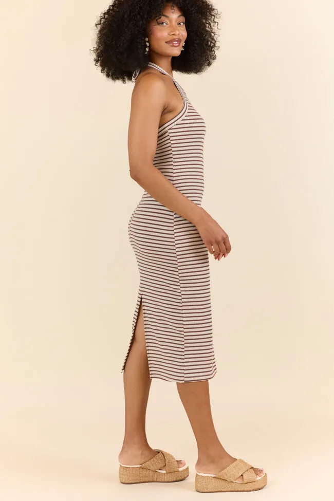 Walk By The Water Brown Striped Knit Razor Back Dress SALE sold by Pink Lily product image thumbnail 4