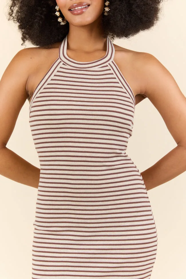 Walk By The Water Brown Striped Knit Razor Back Dress SALE sold by Pink Lily product image thumbnail 3