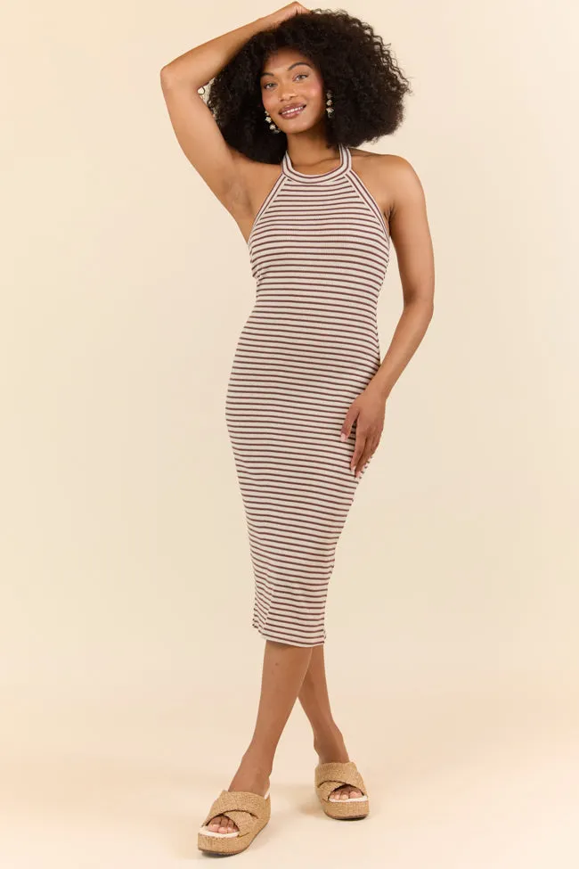 Walk By The Water Brown Striped Knit Razor Back Dress SALE sold by Pink Lily product image thumbnail 2