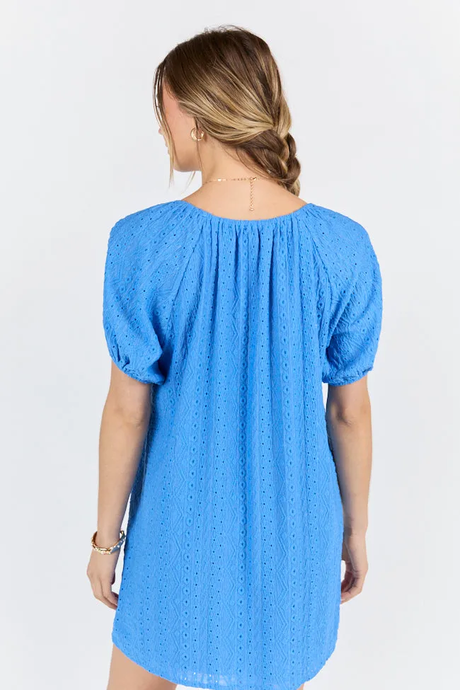 On A Whim Blue Knit Eyelet Short Sleeve Dress FINAL SALE sold by Pink Lily product image thumbnail 5