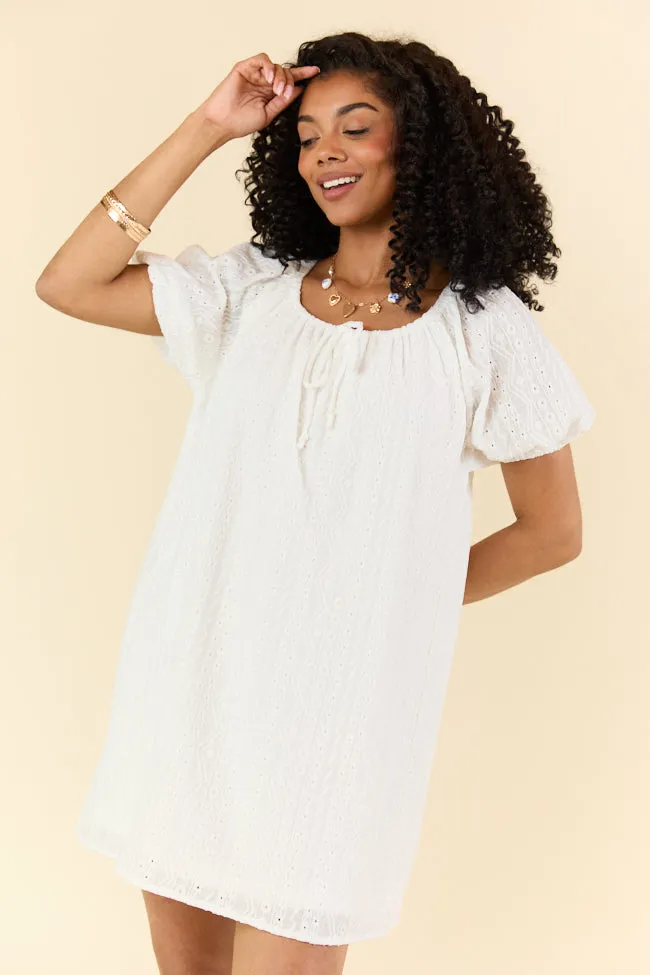 On A Whim White Knit Eyelet Short Sleeve Dress FINAL SALE sold by Pink Lily product image thumbnail 3