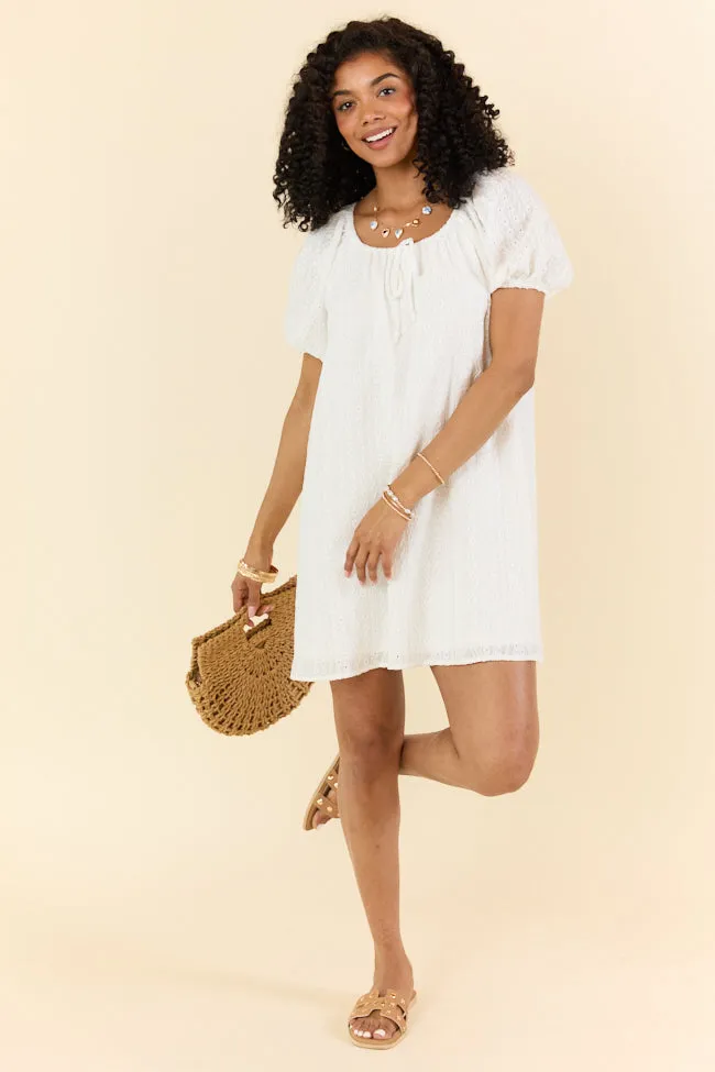 On A Whim White Knit Eyelet Short Sleeve Dress FINAL SALE sold by Pink Lily product image thumbnail 2