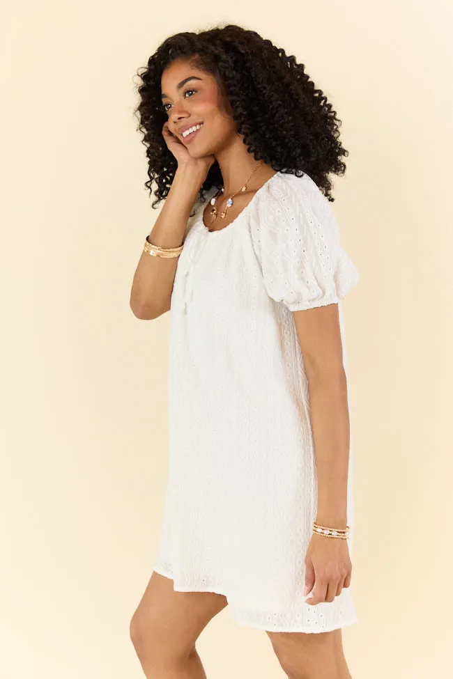 On A Whim White Knit Eyelet Short Sleeve Dress FINAL SALE sold by Pink Lily product image thumbnail 5