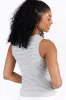 Core Values Grey and Ivory Ribbed Stripe High Neck Tank sold by Pink Lily