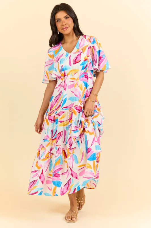 In The Wildflowers Multi Color Short Sleeve V-neck Maxi Dress FINAL SALE sold by Pink Lily