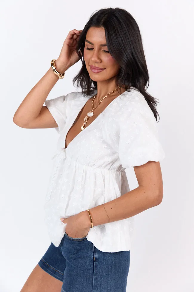 Lovely Thoughts Ivory Embroidered Floral Bubble Hem Blouse FINAL SALE sold by Pink Lily product image thumbnail 5