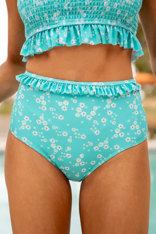 Ocean To Ocean Teal Ditsy Floral Bikini Bottoms sold by Pink Lily