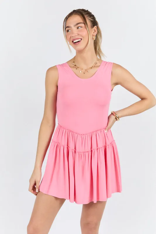 Path To Happiness Pink Knit Tank Romper Dress FINAL SALE made by Pink Lily