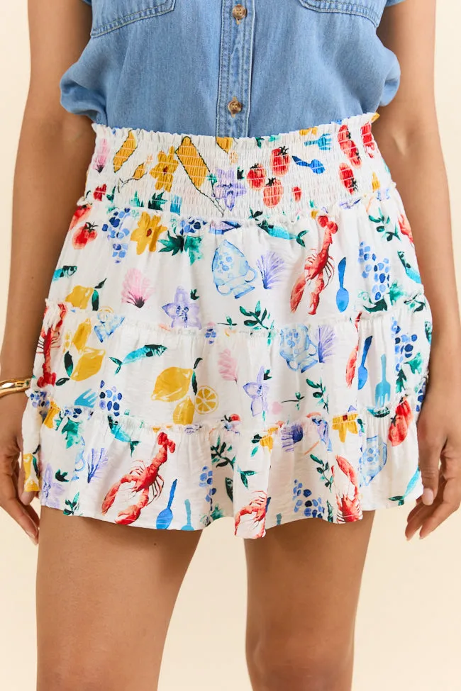 Through The Garden Ivory Multi Icon Mini Skort FINAL SALE sold by Pink Lily