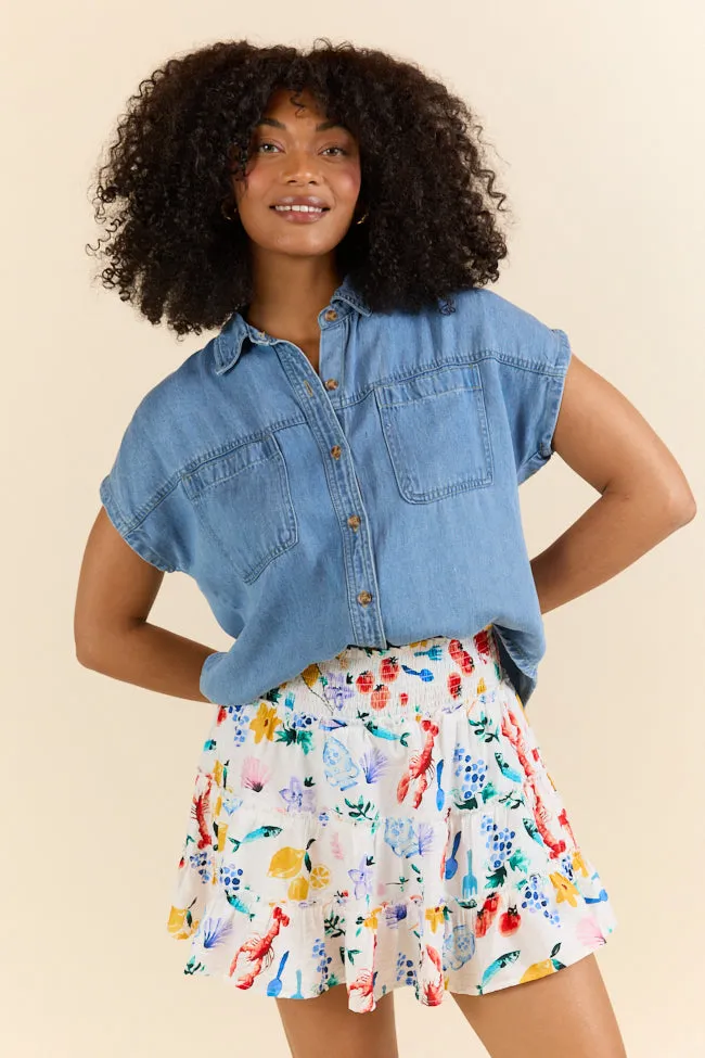 Through The Garden Ivory Multi Icon Mini Skort FINAL SALE sold by Pink Lily product image thumbnail 4