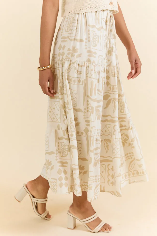 First Stop Ivory and Beige Icon Printed Midi Skirt FINAL SALE sold by Pink Lily product image thumbnail 5