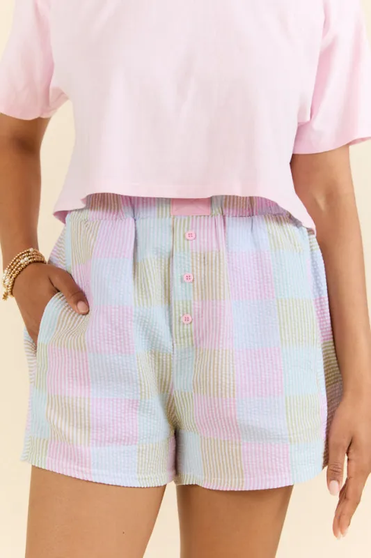 It's The Little Things Pink Multi Checkered Boxer Shorts FINAL SALE sold by Pink Lily