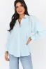 Here Lately Green Striped Button Down Top SALE sold by Pink Lily