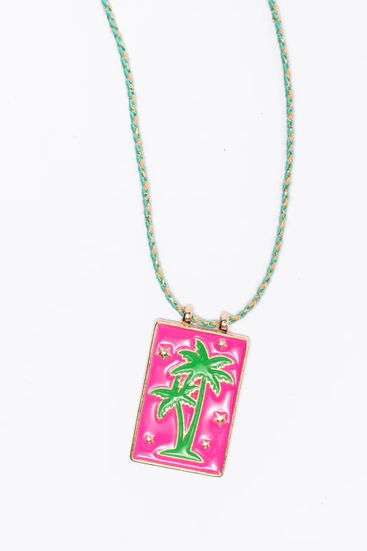 Pink Palm Tree Tag Necklace FINAL SALE sold by Pink Lily